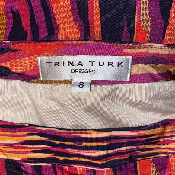Trina Turk Colorful High Boatneck Cold Shoulder Dress - Picture 3 of 5